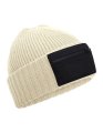 Beanie met Zip Patch Beechfield B334R Sand